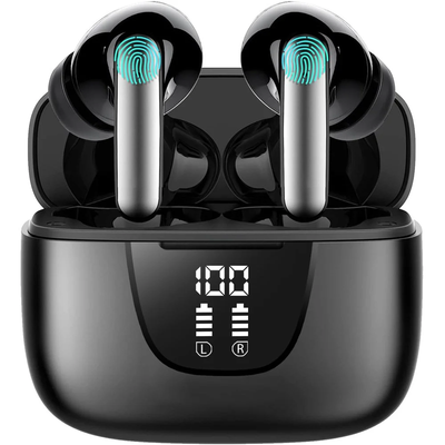 Bluetooth True Wireless Earbuds with 10H Playback LED Power Display with Charging Case IPX7 Waterproof