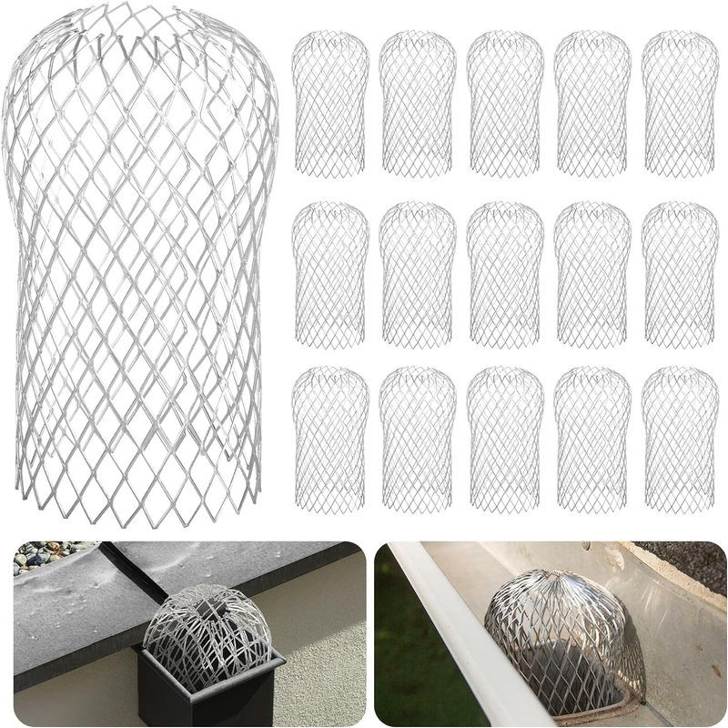 Multi-Pack Gutter Downspout Guard - 3.5 Inch Adjustable Aluminum Leaf Filter
