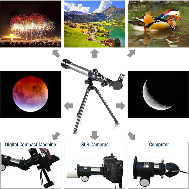 Telescope for Beginners - Includes Tripod Stand and 20x, 30x, 40x Eyepieces - Ages 3+