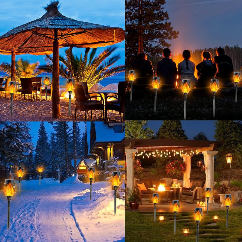 6 Pack Solar Torch Lights for Garden Decor, 12 LEDs Each, 20.5'' Waterproof Solar Lights