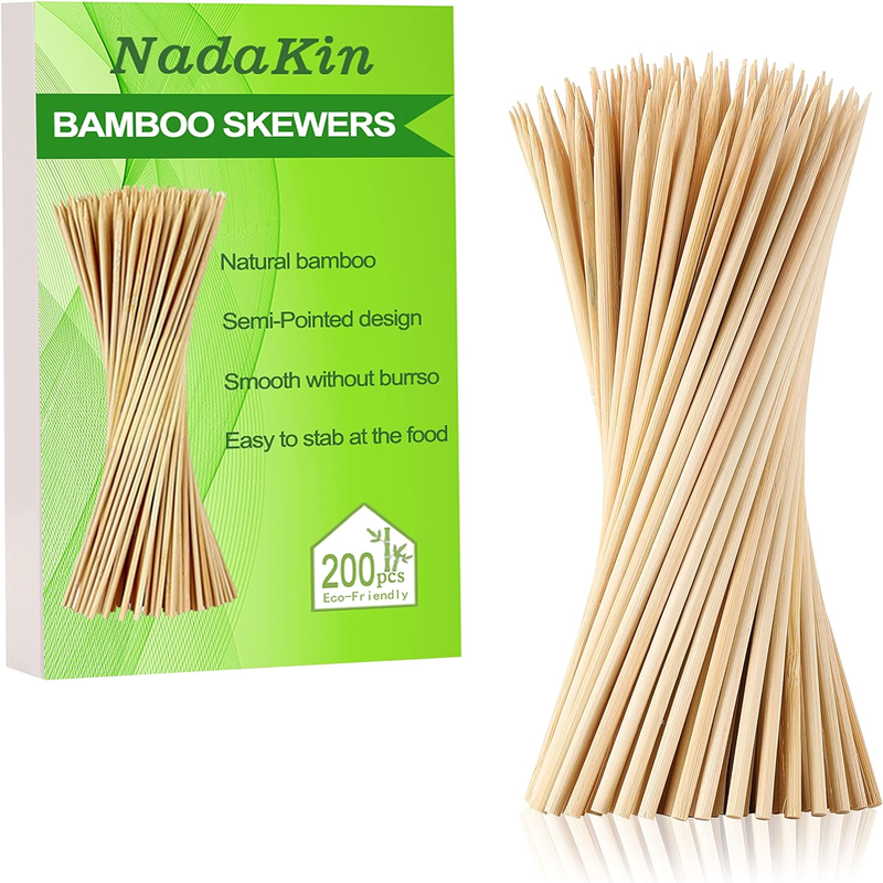 Bamboo Skewers for Appetizers, Fruit, Grilling Kebabs, Cocktail Picks- Natural