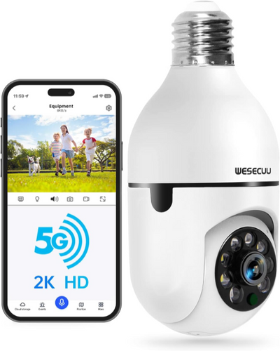 Security Camera Light Bulb - 2K WiFi with Motion Detection, Night Vision, Two-Way Talk