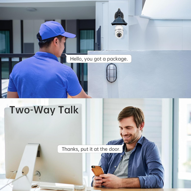 Security Camera Light Bulb - 2K WiFi with Motion Detection, Night Vision, Two-Way Talk