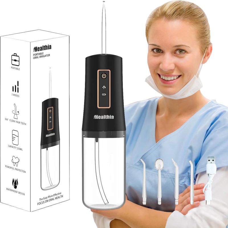 Portable Oral Irrigator Flosser with 3 Modes & 4 Jet Tips