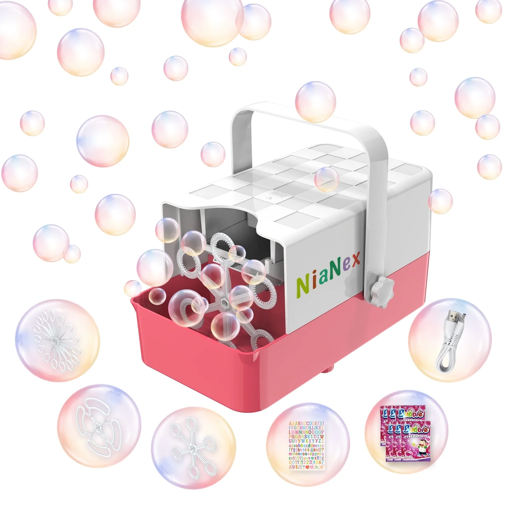 Automatic Bubble Machine with 3 Replaceable Wands, 10000+ Bubbles per Minute