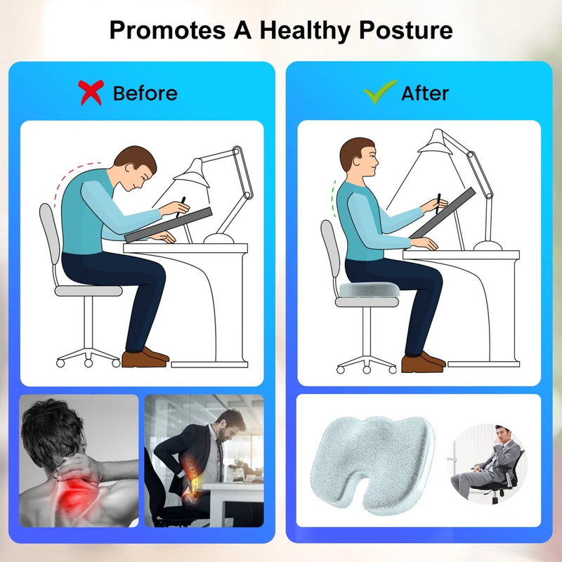 Memory Foam Cooling Gel Seat Cushion for Tailbone Pain Relief