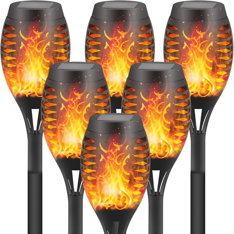 6 Pack Solar Torch Lights for Garden Decor, 12 LEDs Each, 20.5'' Waterproof Solar Lights