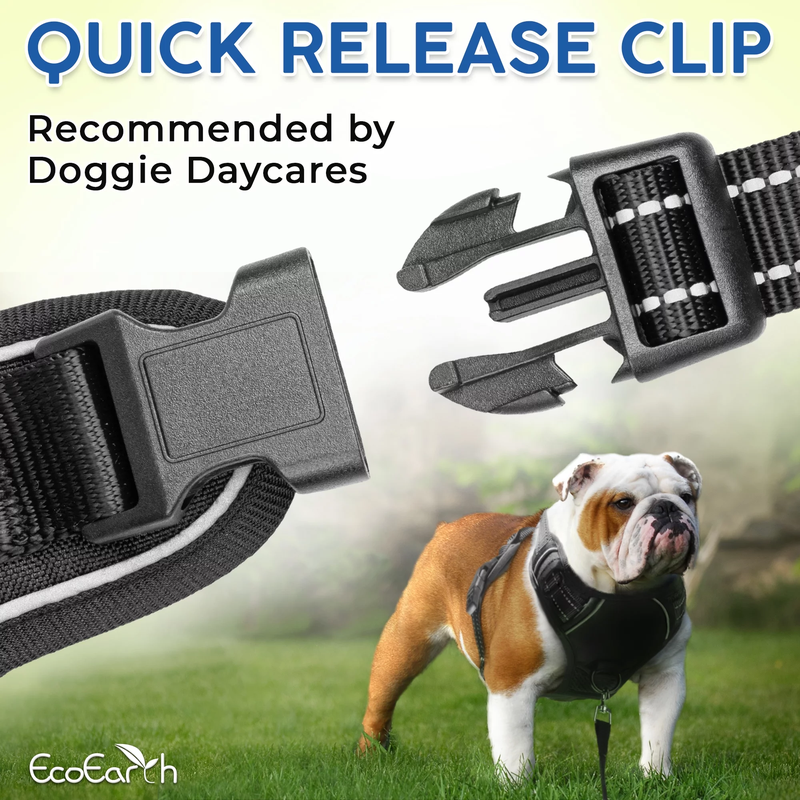 Dog Harness Soft-Padded w/ Reflective Strips for Running, Hiking & Training