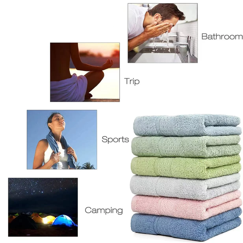 6 Pack 100% Cotton Quick Dry Soft Hand Towel Set for Bathroom