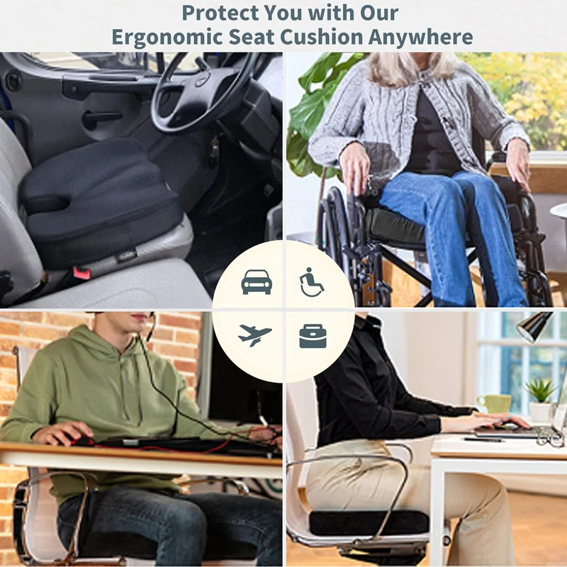 Memory Foam Cooling Gel Seat Cushion for Tailbone Pain Relief