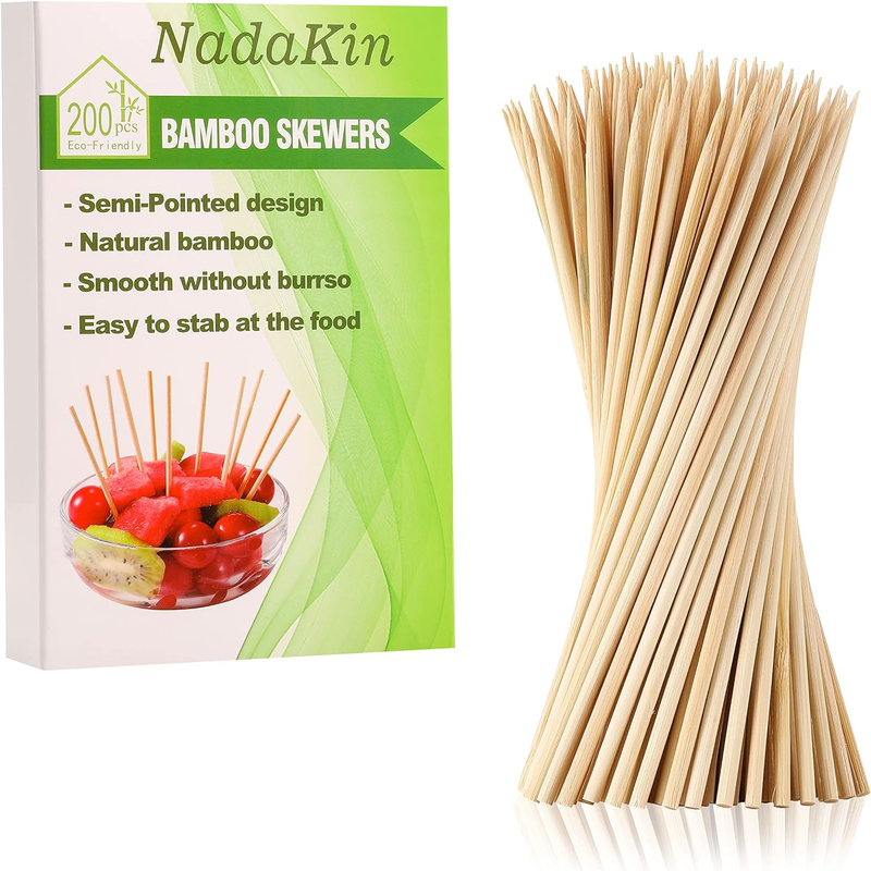 Bamboo Skewers for Appetizers, Fruit, Grilling Kebabs, Cocktail Picks- Natural