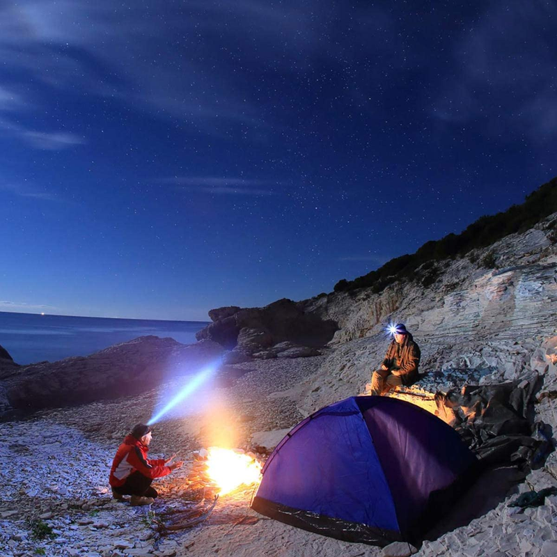 2 Pack - LED Beanie with Light  - USB Rechargeable Lighted Cap Head Lamp Hat