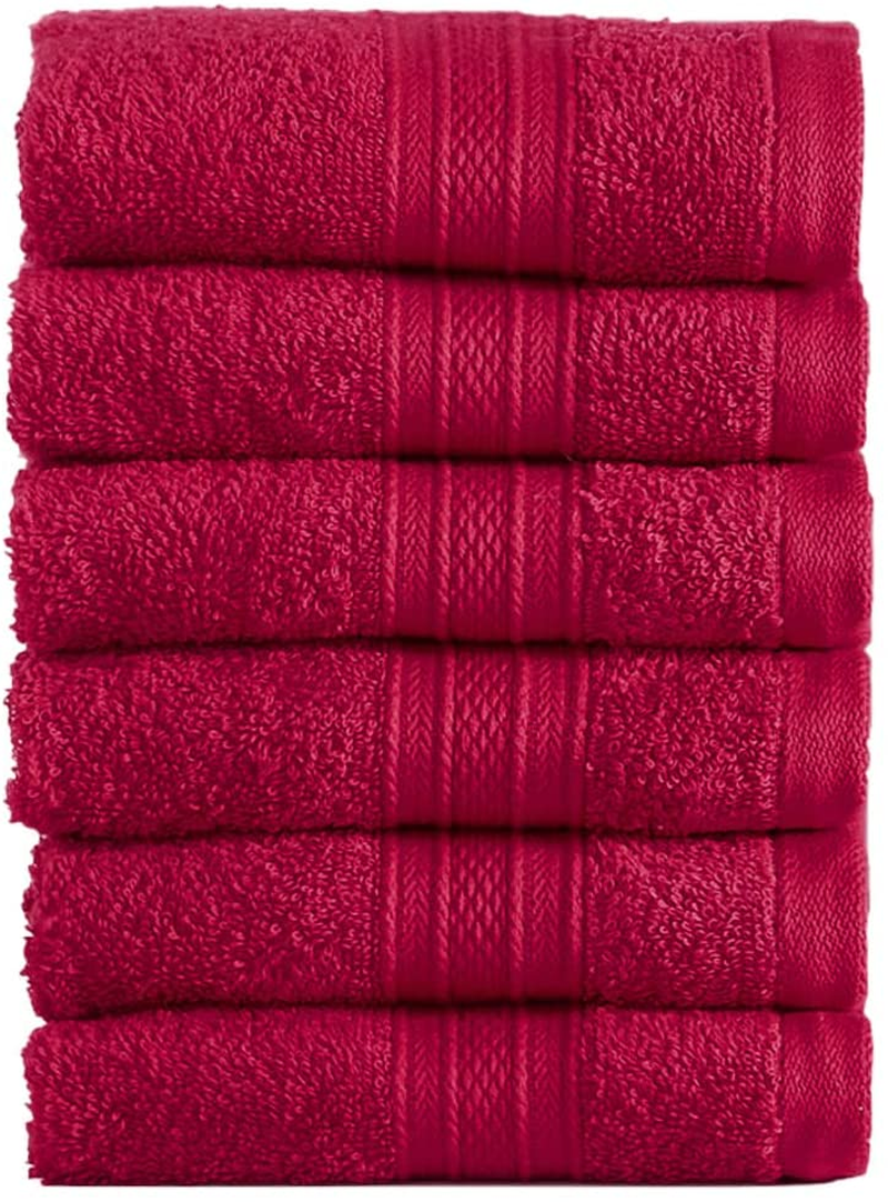 Soft Comfort 100% Air Rich Cotton Yarn Towels, 6 Piece Set - 6 Wash Cloth, Super Soft, High Absorbent, 550 GSM, Machine Washable (Sand)