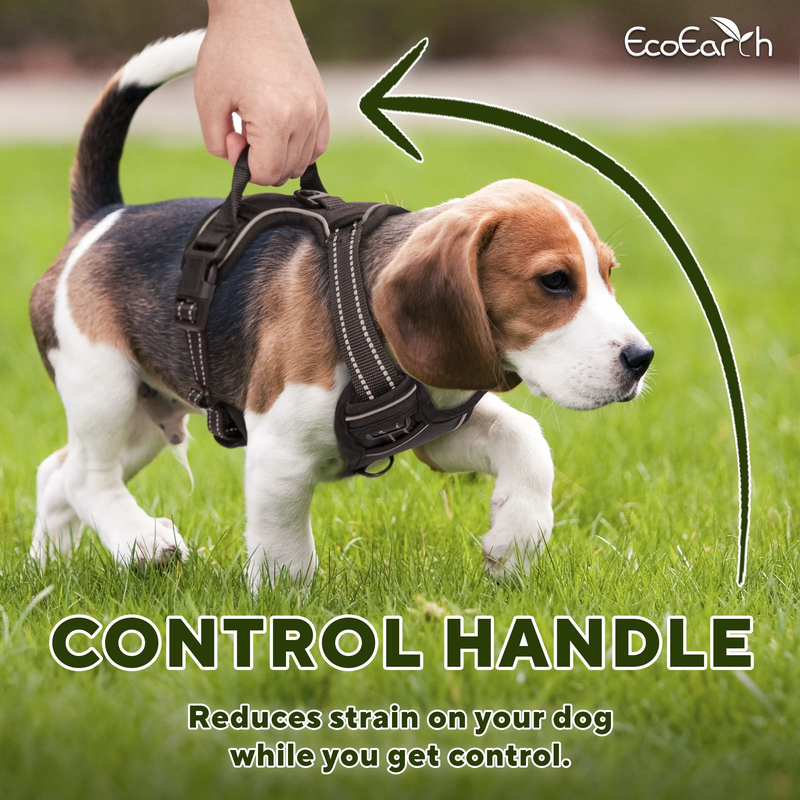 Dog Harness Soft-Padded w/ Reflective Strips for Running, Hiking & Training