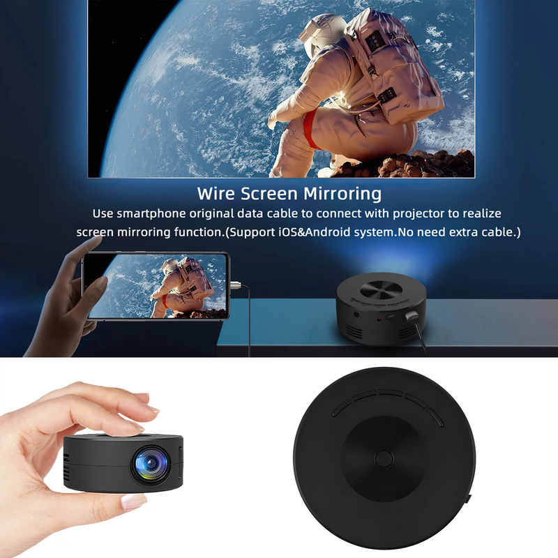 HD Home Theater Movie Projector - 1920*1080P HD - LED Pico Video Mobile Phone Projector w/ Remote Control