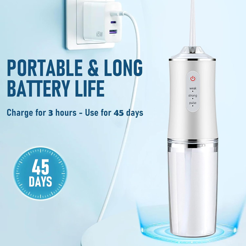 Rechargeable Cordless Electric Water Flosser - 3 Modes & 4 Jet Tips