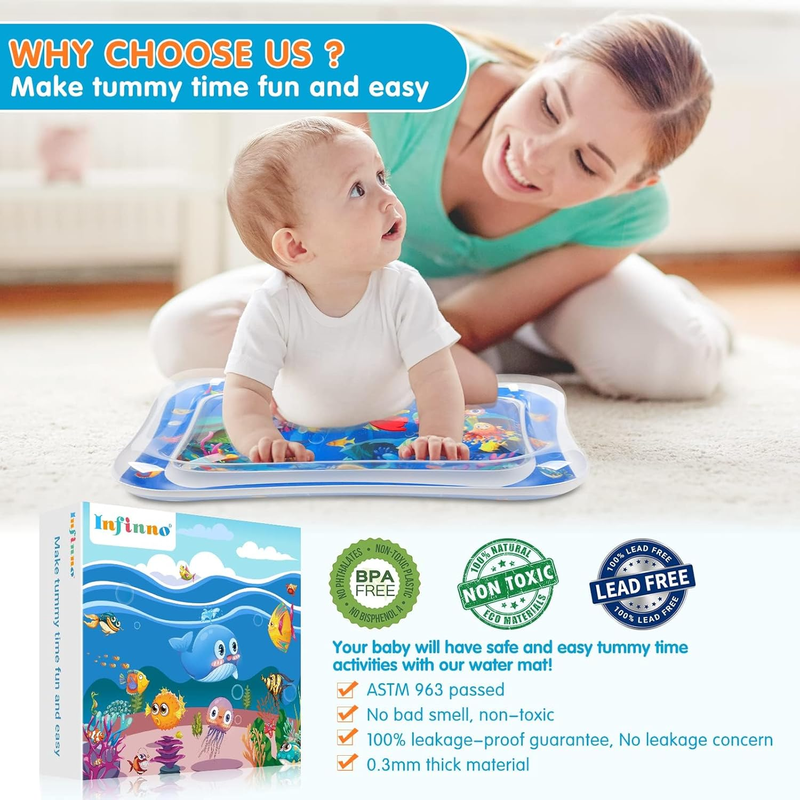 Inflatable Tummy Time Mat, Baby Water Play Mat for Infants and Toddlers