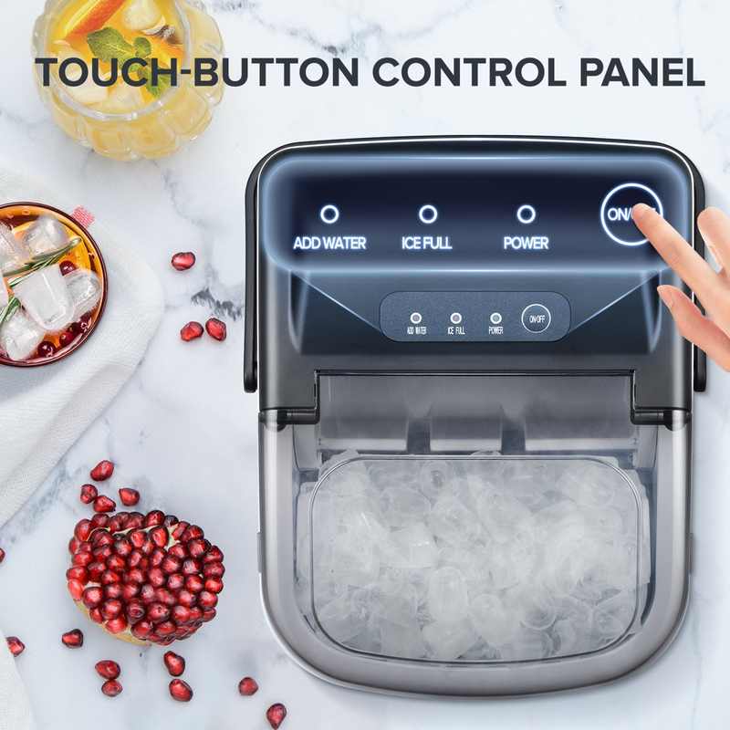 Self-Cleaning Portable Ice Maker Machine with Handle, 9 Bullet-Shaped Ice Cubes Ready in 6 Mins, 26Lbs/24H