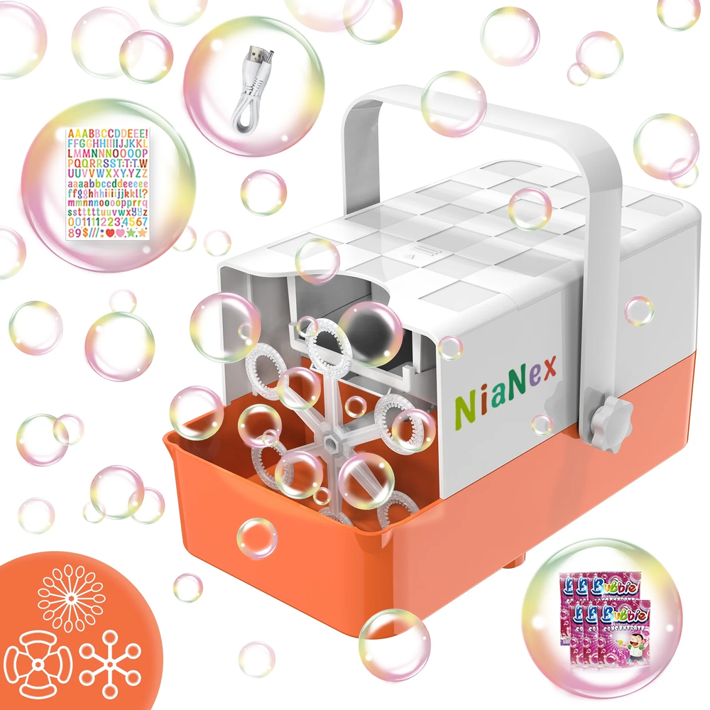Automatic Bubble Machine with 3 Replaceable Wands, 10000+ Bubbles per Minute