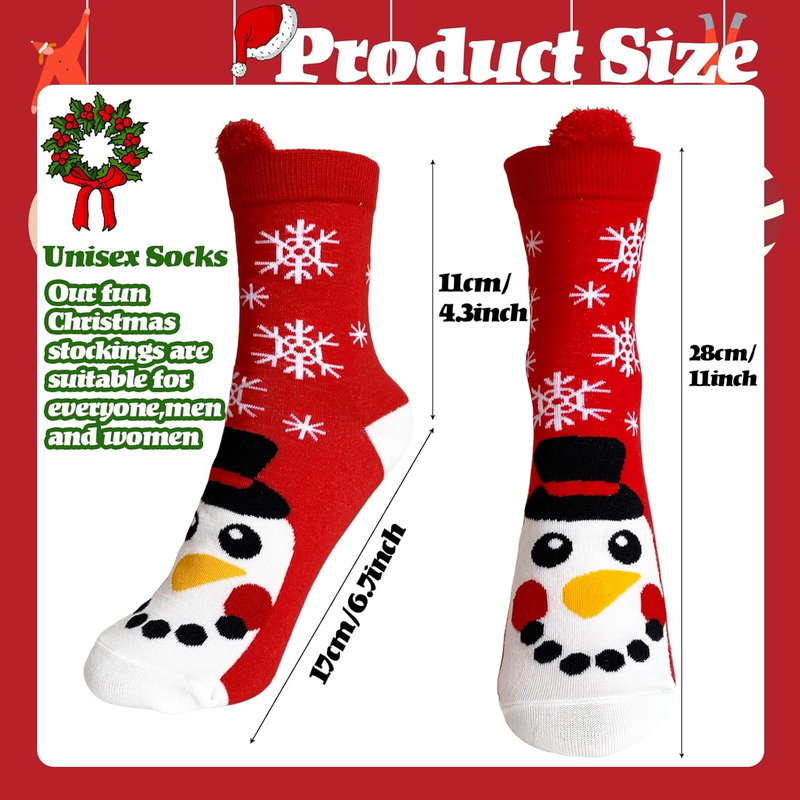 12 Pairs Christmas Socks - Fun Colorful Holiday Socks