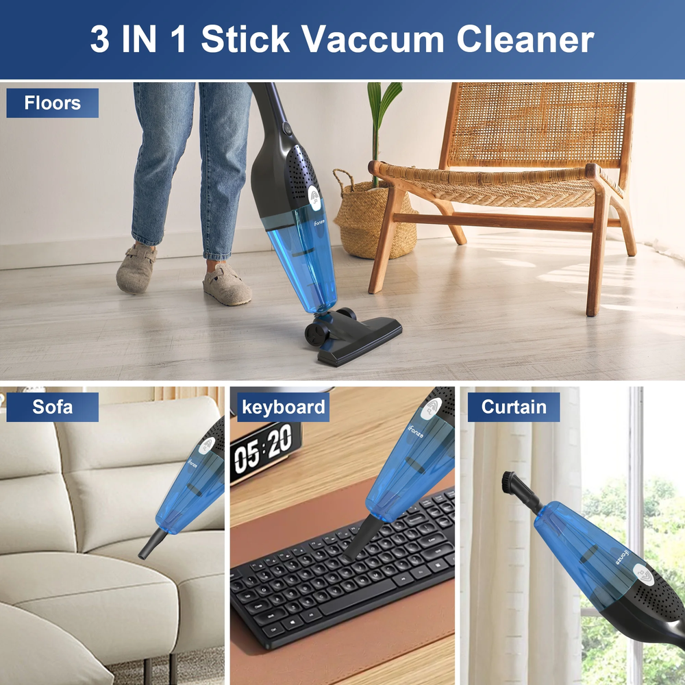 3-In-1 Corded Stick Vacuum Cleaners, 25Kpa Lightweight Handheld Multi-Surface
