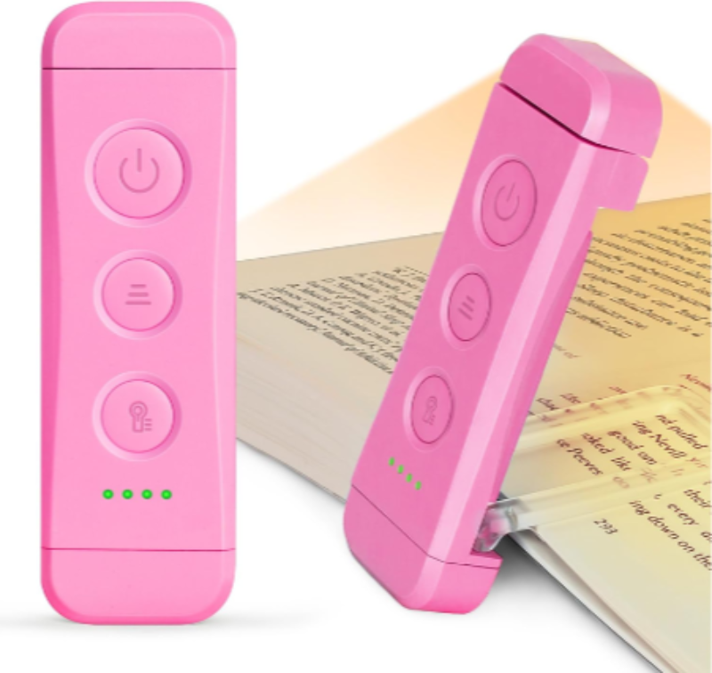 Compact USB Rechargeable Book Light for Reading, Portable Clip-on LED Reading Light, 3 Amber Colors & 5 Brightness Dimmable