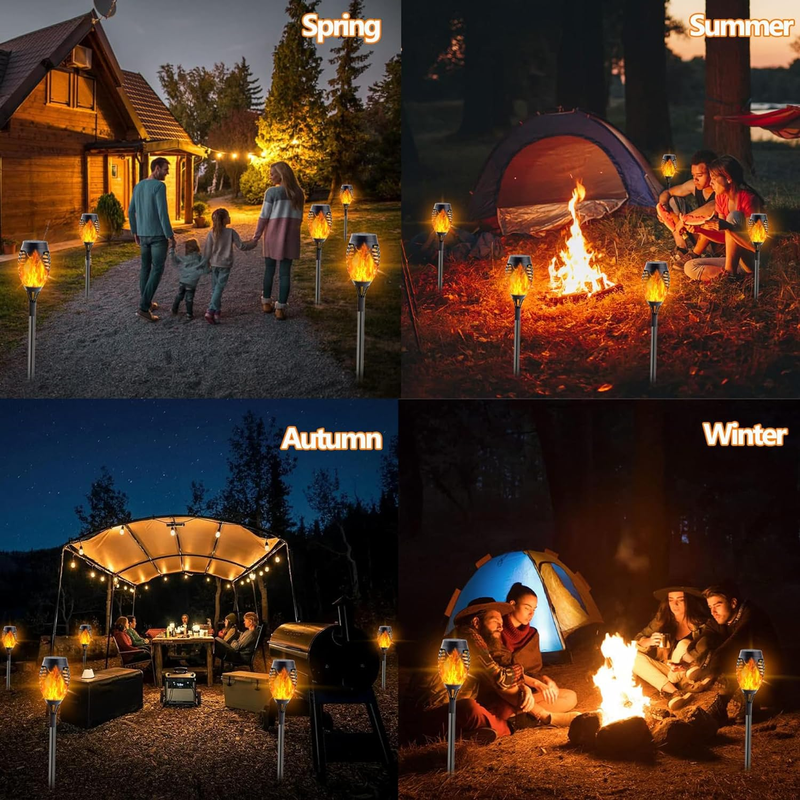 6 Pack Solar Torch Lights for Garden Decor, 12 LEDs Each, 20.5'' Waterproof Solar Lights