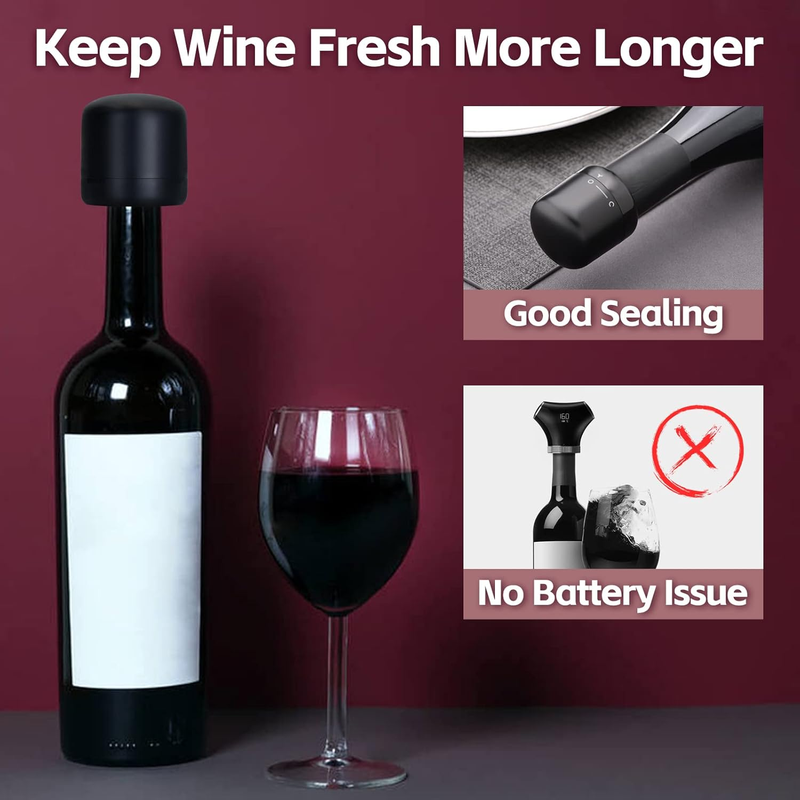 Electric Wine Bottle Opener - Battery Operated Automatic Wine Bottle Opener with Wine Stopper & Foil Cutter