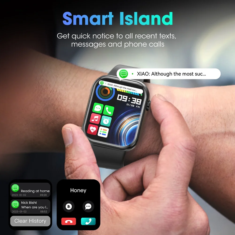 Smartwatch with 1.85" Screen - Answer/Make Calls/100+ Sports Modes/Message Reminder, IP67 Waterproof