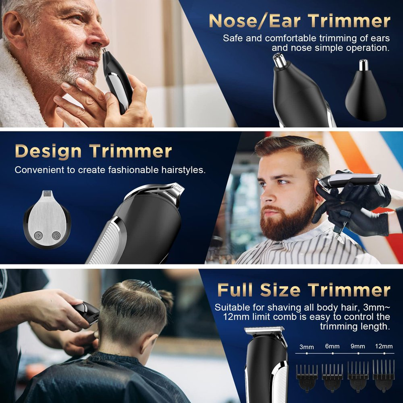 All-In-One Men's Grooming Kit with Nose and Ear Trimmer - Includes Limit Combs