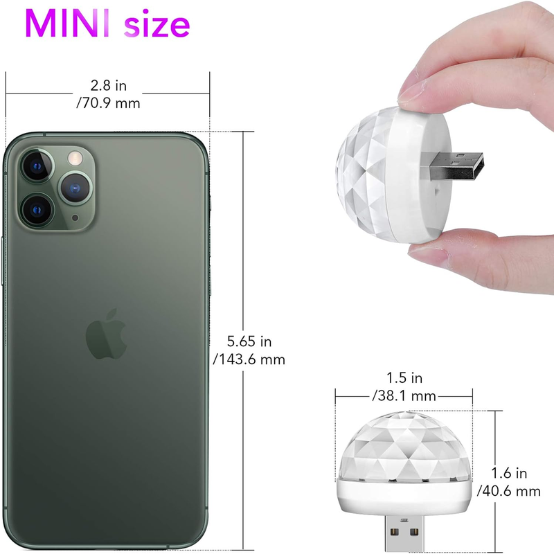 USB Mini Disco Ball Party Lights - Sound Activated DJ Stage Strobe Lights