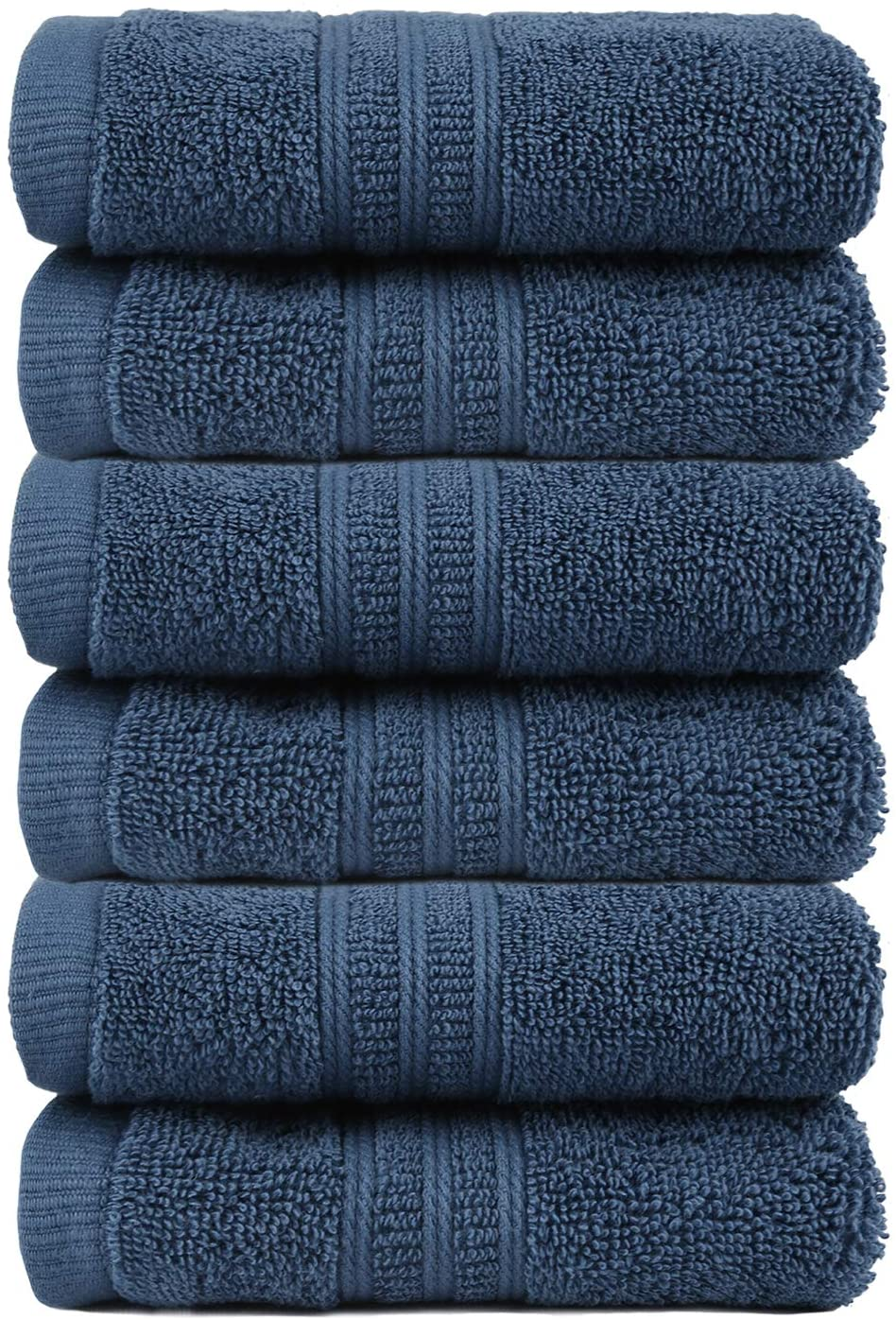 Soft Comfort 100% Air Rich Cotton Yarn Towels, 6 Piece Set - 6 Wash Cloth, Super Soft, High Absorbent, 550 GSM, Machine Washable (Sand)