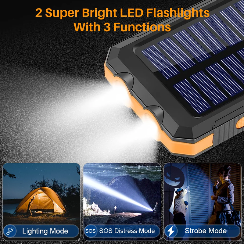 20000 mAh Portable Solar Charger for Iphone and Android - Dual 5V USB Ports