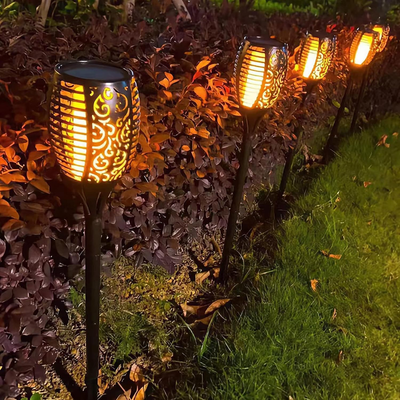 6 Pack Solar Torch Lights for Garden Decor, 12 LEDs Each, 20.5'' Waterproof Solar Lights