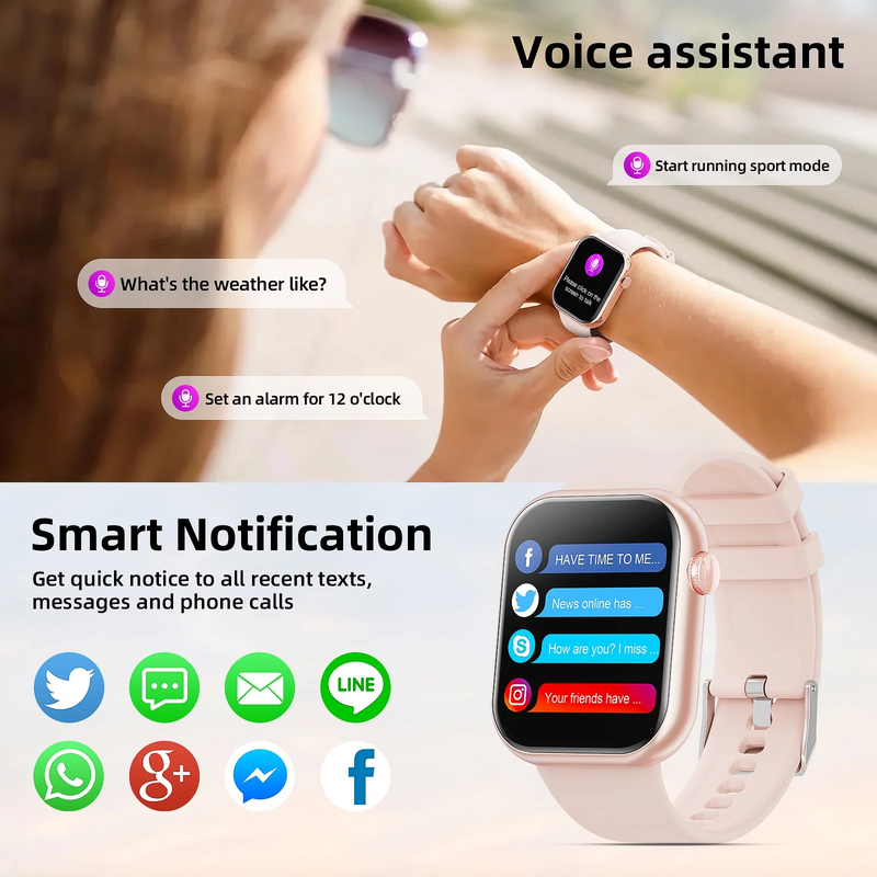 Smartwatch with 1.85" Screen - Answer/Make Calls/100+ Sports Modes/Message Reminder, IP67 Waterproof
