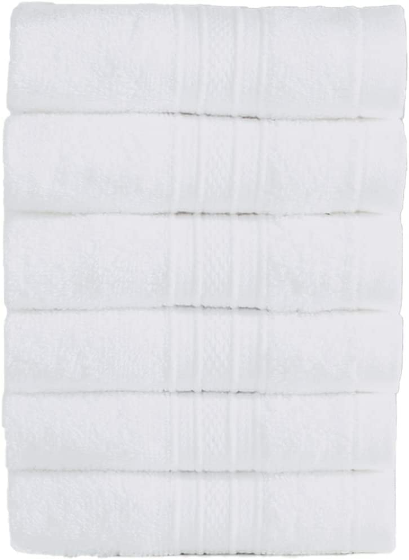Soft Comfort 100% Air Rich Cotton Yarn Towels, 6 Piece Set - 6 Wash Cloth, Super Soft, High Absorbent, 550 GSM, Machine Washable (Sand)