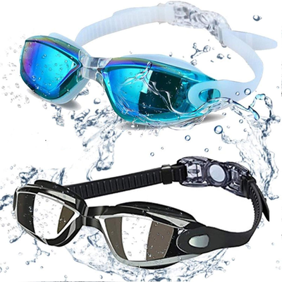 2 Pack Professional Anti Fog No Leaking UV Protection Wide View Swim Goggles