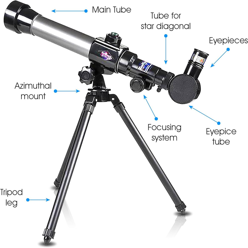 Telescope for Beginners - Includes Tripod Stand and 20x, 30x, 40x Eyepieces - Ages 3+