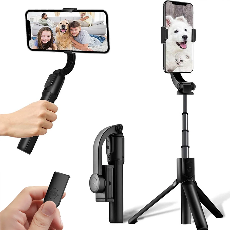 Smart Phone Stabilizer with Extendable Selfie Stick Tripod & Handheld Bluetooth Wireless Remote