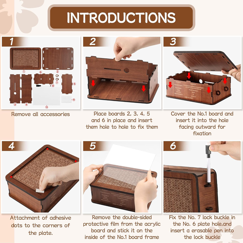 Cash Vault Wooden Savings Challenge Box, Wooden Cash Savings Box with Money Target and Numbers