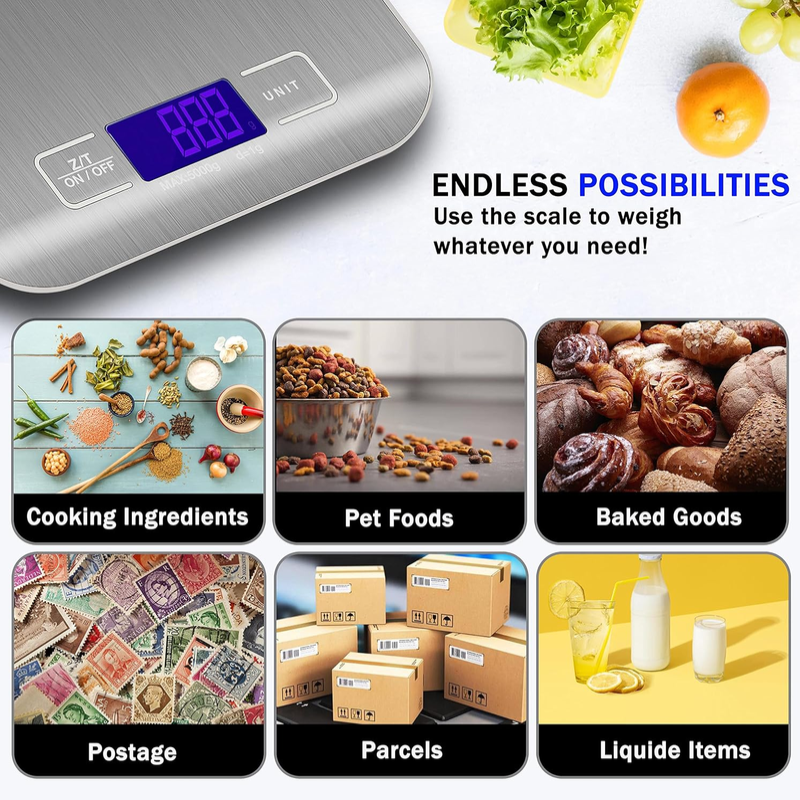 Premium Stainless Steel Food Scale with LCD Display