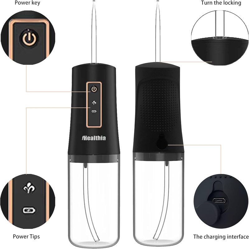 Portable Oral Irrigator Flosser with 3 Modes & 4 Jet Tips