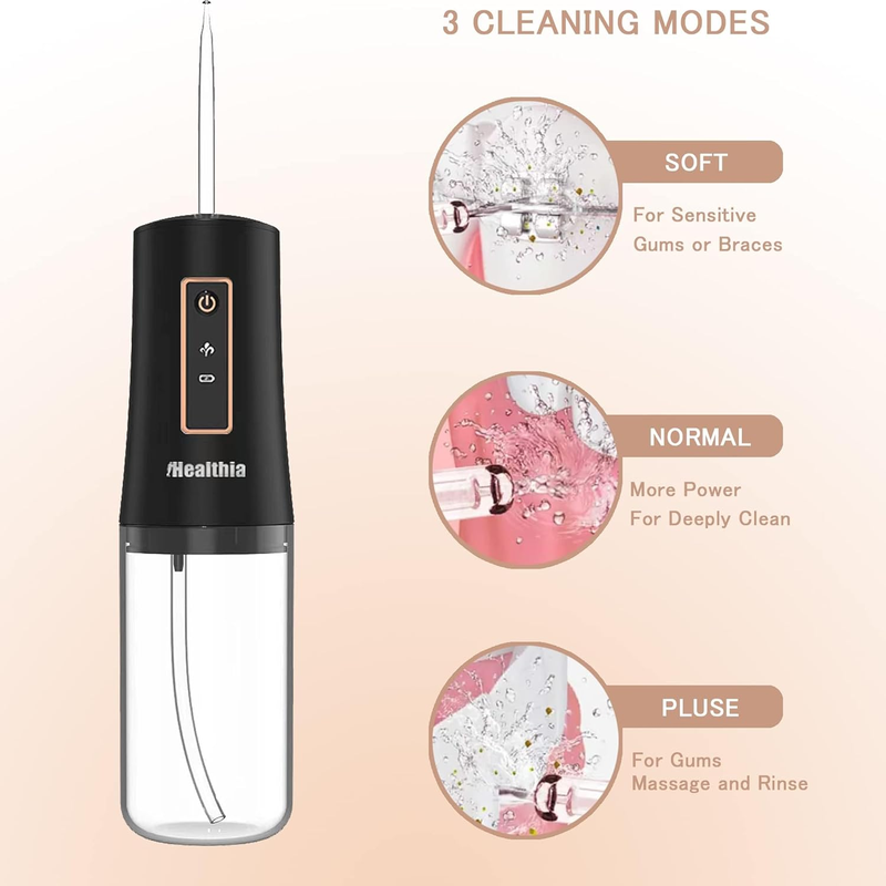 Portable Oral Irrigator Flosser with 3 Modes & 4 Jet Tips