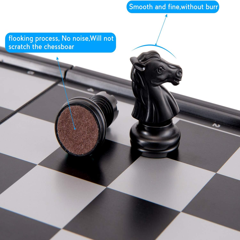 10 Inches Magnetic Travel Chess Set with Folding Chess Board