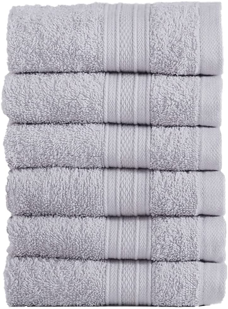Soft Comfort 100% Air Rich Cotton Yarn Towels, 6 Piece Set - 6 Wash Cloth, Super Soft, High Absorbent, 550 GSM, Machine Washable (Sand)