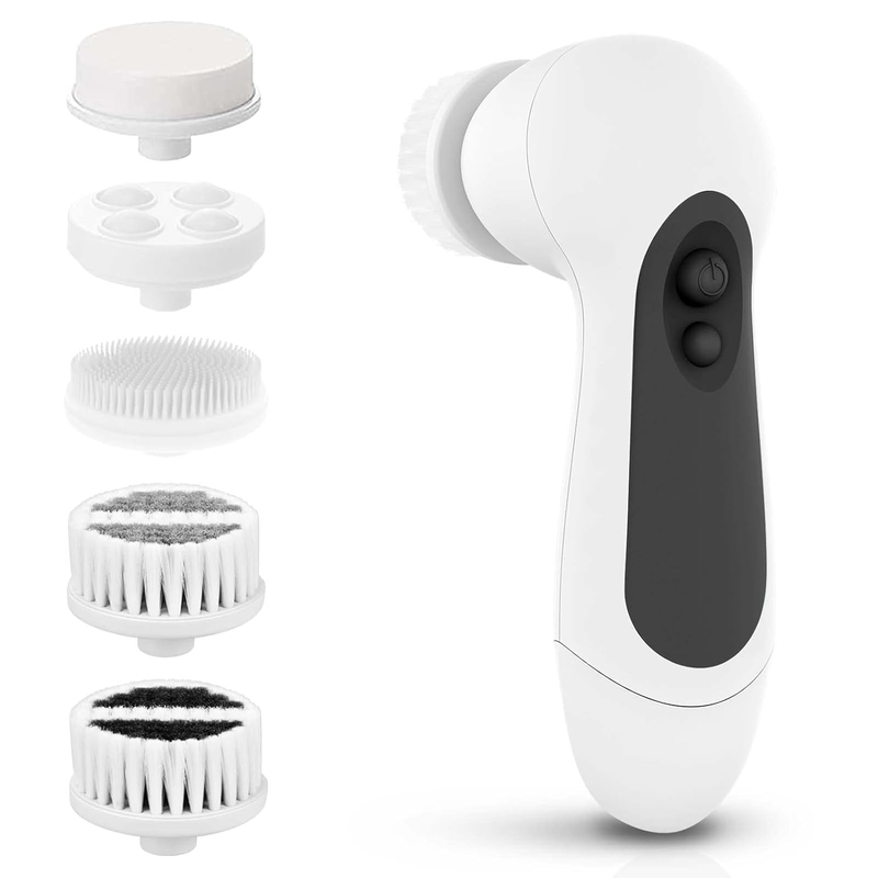 Electric Facial Cleansing Spin Brush Set with 5 Exfoliating Brush Heads - Waterproof