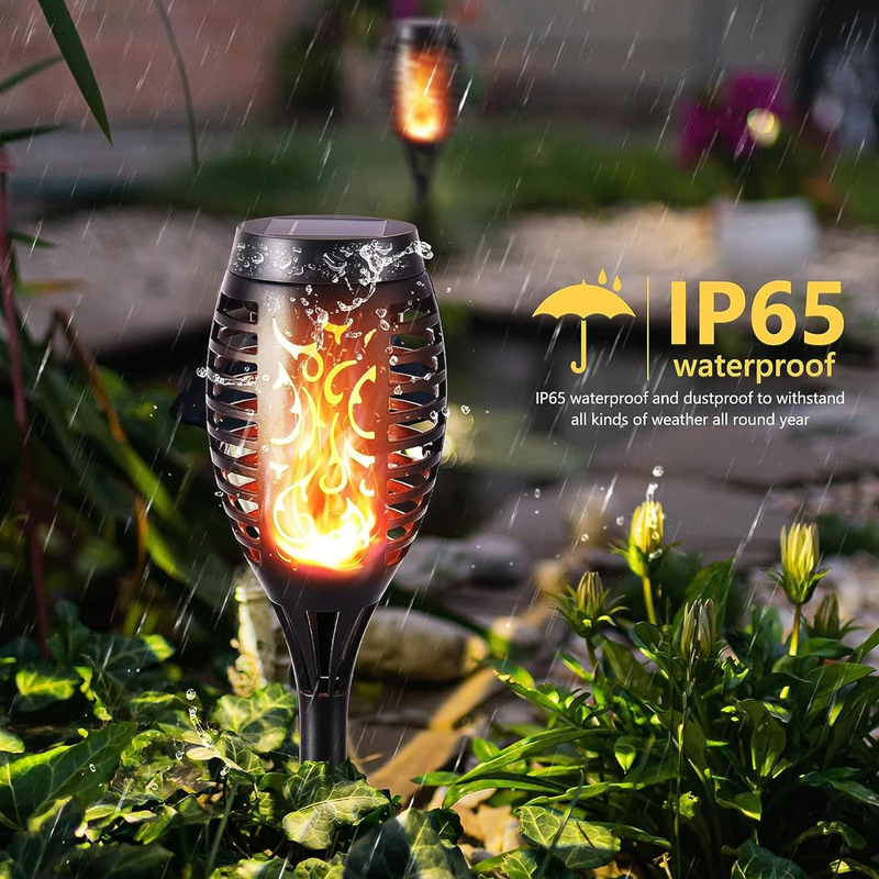 6 Pack Solar Torch Lights for Garden Decor, 12 LEDs Each, 20.5'' Waterproof Solar Lights