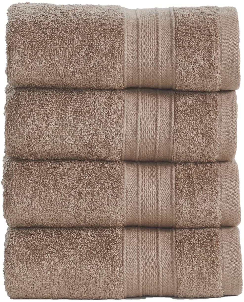 Soft Comfort 100% Air Rich Cotton Yarn Towels, 6 Piece Set - 6 Wash Cloth, Super Soft, High Absorbent, 550 GSM, Machine Washable (Sand)