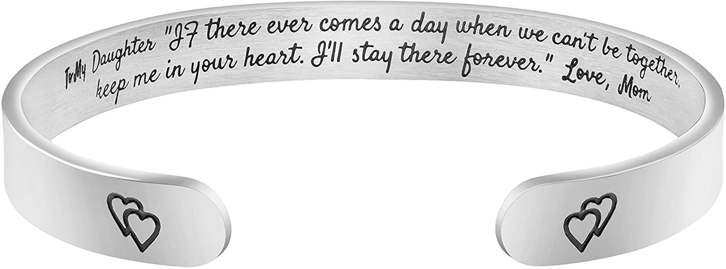 Joycuff Inspirational Bracelets for Women Mom Personalized Gift for Her Engraved Mantra Cuff Bangle Crown Birthday Jewelry