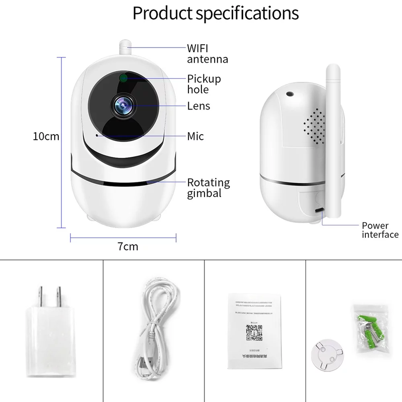Wireless Indoor Security HD IP Camera  360° 1080P - Two Way Audio Night Vision CCTV Camera